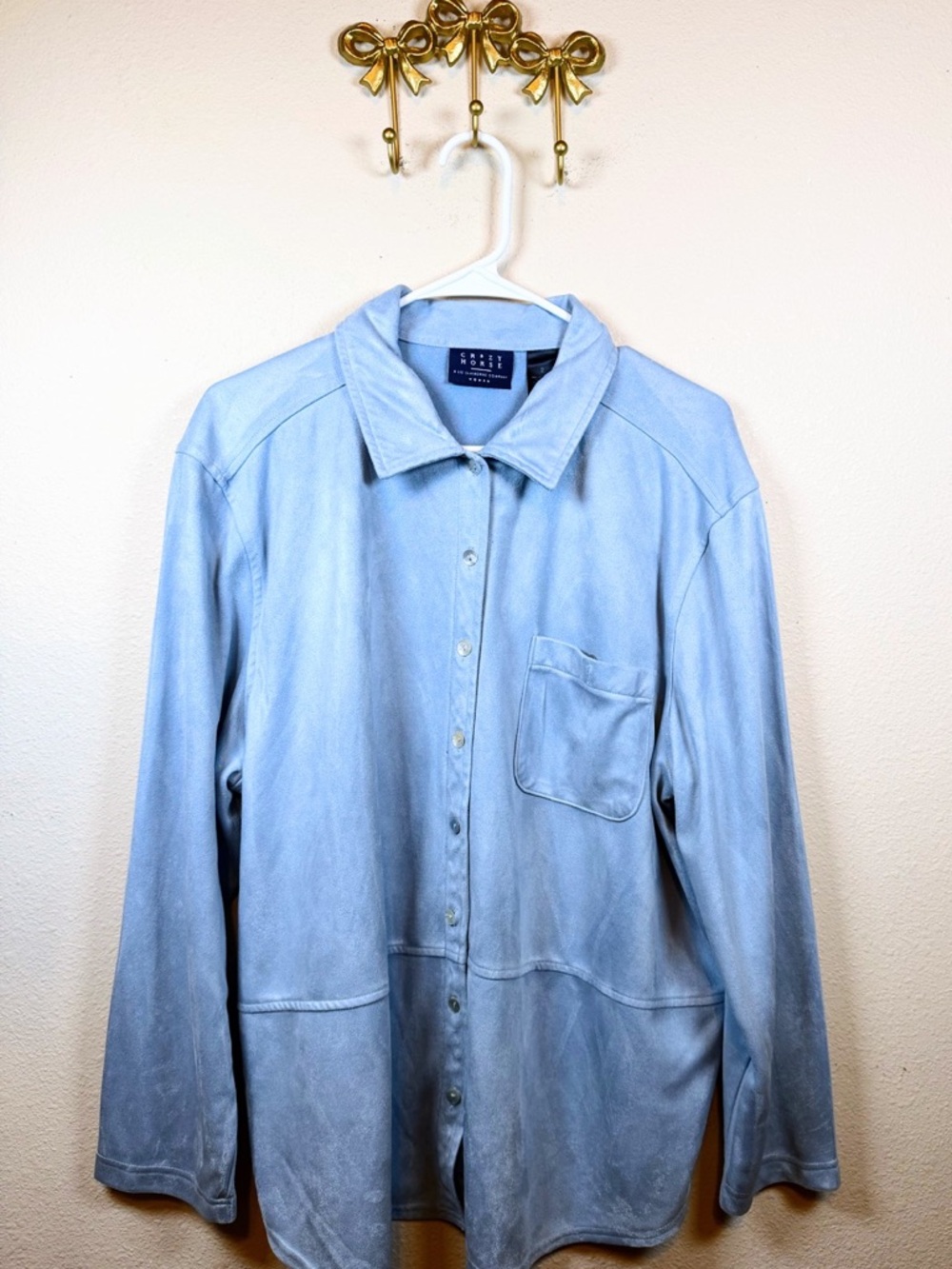 Crazy Horse by Liz Claiborne Light Blue Colladred Button-Down Shirt. Size M
